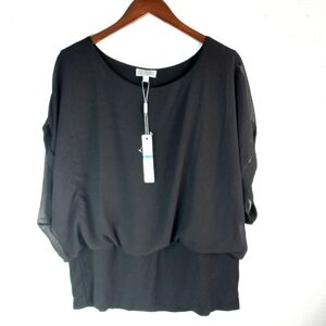 Joseph A XL Sheik Tank With Sheer Over Layer Women's Top Plus In Black Funeral